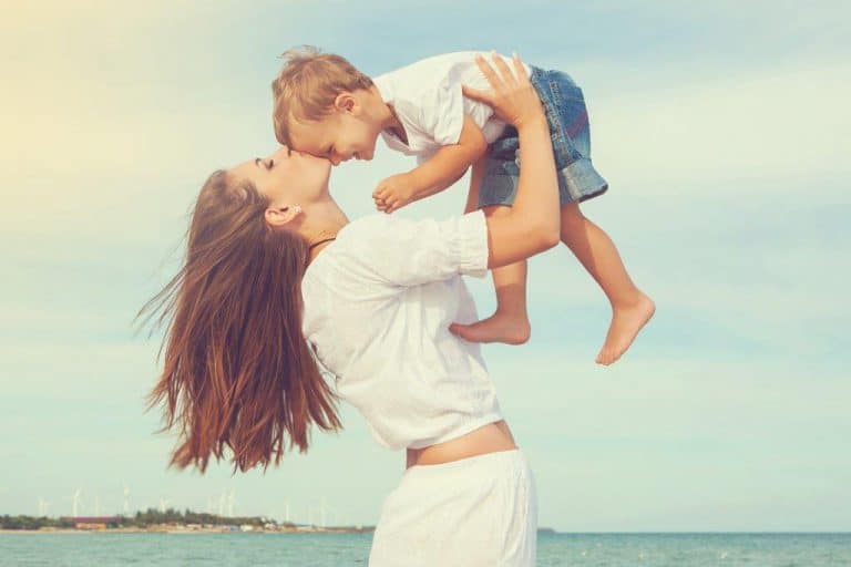 Mom with a child in her hands